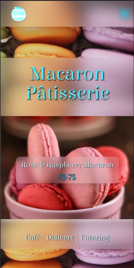 screengrab of an ecommerce website template for a Macaron Patisserie